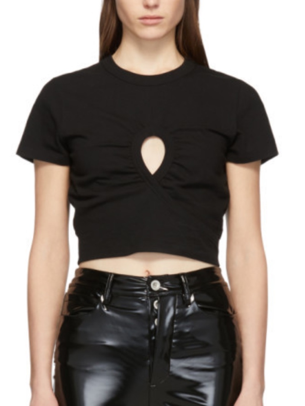 T by Alexander Wang cropped black keyhole tee, xs